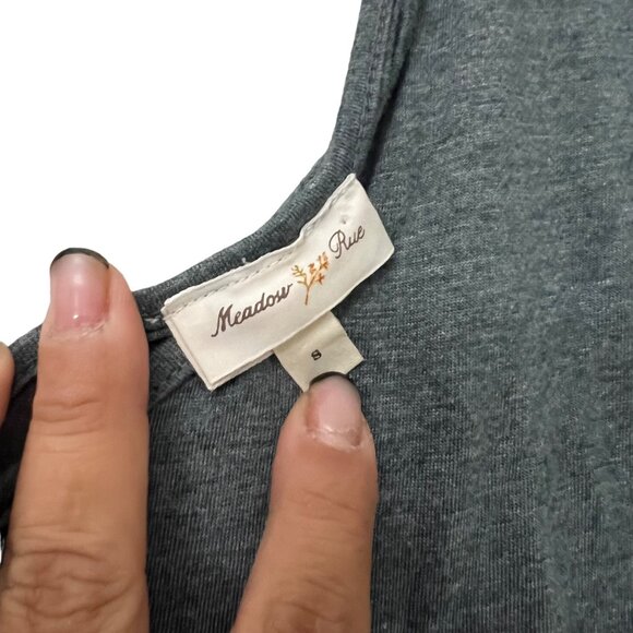 Meadow Rue Green Woven T Strap Back Flowy Vneck Blouse Womens Size S - Picture 5 of 5